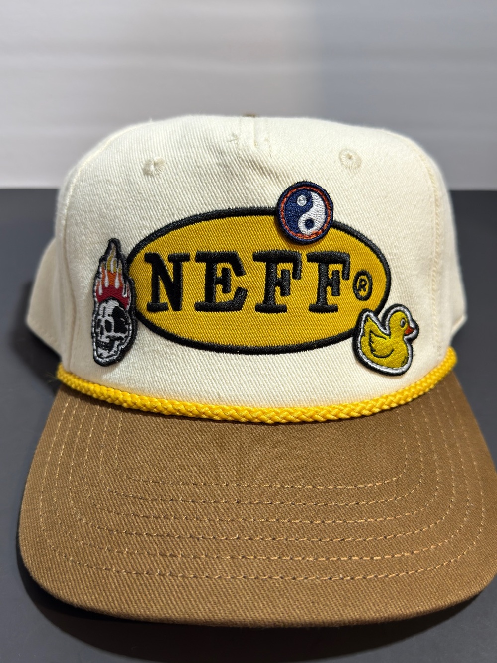 Neff Cream Cap with Brown Bill and Yellow Accents